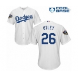 Youth Majestic Los Angeles Dodgers #26 Chase Utley Authentic White Home Cool Base 2018 World Series MLB Jersey