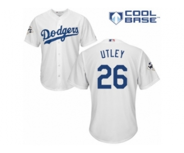 Youth Majestic Los Angeles Dodgers #26 Chase Utley Replica White Home 2017 World Series Bound Cool Base MLB Jersey