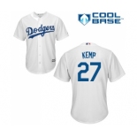 Youth Majestic Los Angeles Dodgers #27 Matt Kemp Authentic White Home Cool Base MLB Jersey