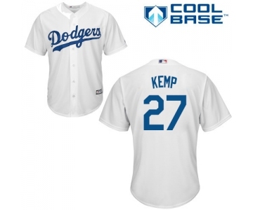 Youth Majestic Los Angeles Dodgers #27 Matt Kemp Authentic White Home Cool Base MLB Jersey