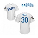 Youth Majestic Los Angeles Dodgers #30 Maury Wills Authentic White Home Cool Base 2018 World Series MLB Jersey