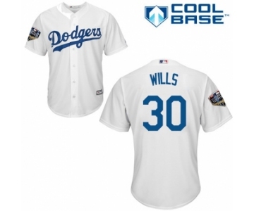 Youth Majestic Los Angeles Dodgers #30 Maury Wills Authentic White Home Cool Base 2018 World Series MLB Jersey