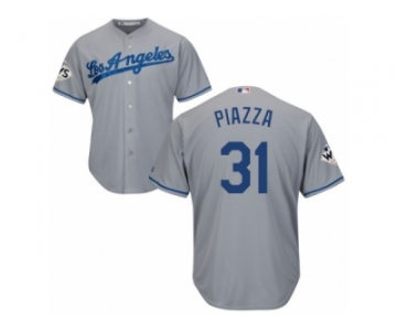 Youth Majestic Los Angeles Dodgers #31 Mike Piazza Replica Grey Road 2017 World Series Bound Cool Base MLB Jersey