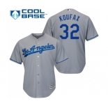 Youth Majestic Los Angeles Dodgers #32 Sandy Koufax Authentic Grey Road Cool Base MLB Jersey