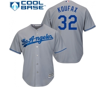 Youth Majestic Los Angeles Dodgers #32 Sandy Koufax Authentic Grey Road Cool Base MLB Jersey