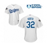 Youth Majestic Los Angeles Dodgers #32 Sandy Koufax Authentic White Home Cool Base 2018 World Series MLB Jersey