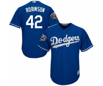 Youth Majestic Los Angeles Dodgers #42 Jackie Robinson Authentic Royal Blue Alternate Cool Base 2018 World Series MLB Jersey