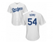 Youth Majestic Los Angeles Dodgers #54 Sergio Romo Authentic White Home Cool Base MLB Jersey