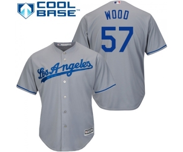 Youth Majestic Los Angeles Dodgers #57 Alex Wood Authentic Grey Road Cool Base MLB Jersey