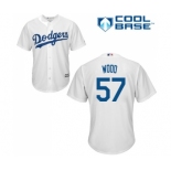 Youth Majestic Los Angeles Dodgers #57 Alex Wood Authentic White Home Cool Base MLB Jersey