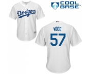 Youth Majestic Los Angeles Dodgers #57 Alex Wood Authentic White Home Cool Base MLB Jersey