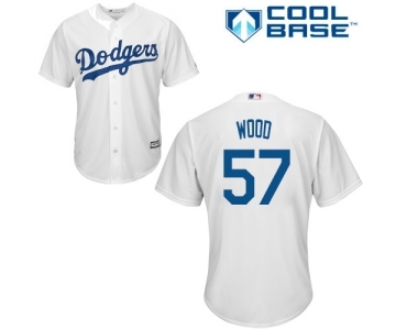 Youth Majestic Los Angeles Dodgers #57 Alex Wood Authentic White Home Cool Base MLB Jersey