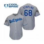 Youth Majestic Los Angeles Dodgers #68 Ross Stripling Authentic Grey Road Cool Base 2018 World Series MLB Jersey