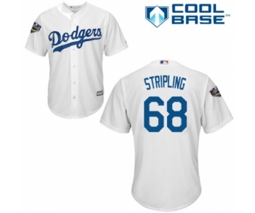 Youth Majestic Los Angeles Dodgers #68 Ross Stripling Authentic White Home Cool Base 2018 World Series MLB Jersey