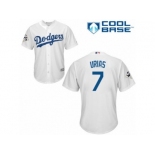 Youth Majestic Los Angeles Dodgers #7 Julio Urias Replica White Home 2017 World Series Bound Cool Base MLB Jersey