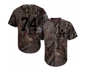 Youth Majestic Los Angeles Dodgers #74 Kenley Jansen Authentic Camo Realtree Collection Flex Base 2018 World Series MLB Jersey