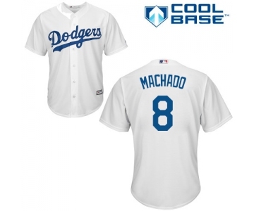 Youth Majestic Los Angeles Dodgers #8 Manny Machado Authentic White Home Cool Base MLB Jersey