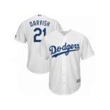 Youth Yu Darvish #21 Los Angeles Dodgers Replica Home White Cool Base Jerseys