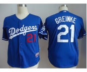 youth mlb jerseys los angeles dodgers #21 greinke blue