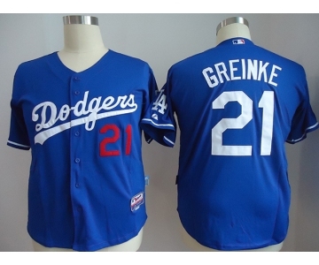 youth mlb jerseys los angeles dodgers #21 greinke blue