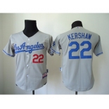 youth mlb jerseys los angeles dodgers #22 kershaw grey