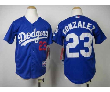 youth mlb jerseys los angeles dodgers #23 gonzalez blue[gonzalez]