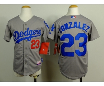 youth mlb jerseys los angeles dodgers #23 gonzalez grey[gonzalez]