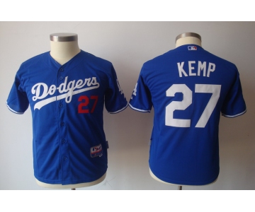 youth mlb jerseys los angeles dodgers #27 kemp blue