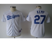 youth mlb jerseys los angeles dodgers #27 kemp white