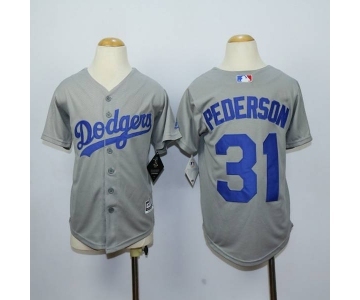 youth mlb jerseys los angeles dodgers #31 pederson grey