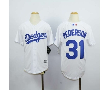 youth mlb jerseys los angeles dodgers #31 pederson white