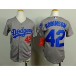 youth mlb jerseys los angeles dodgers #42 robinson grey