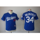 youth mlb los angeles dodgers #34 valenzuela blue