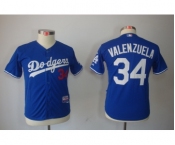 youth mlb los angeles dodgers #34 valenzuela blue