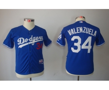 youth mlb los angeles dodgers #34 valenzuela blue