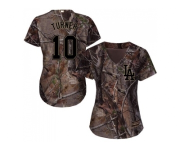 Women Los Angeles Dodgers #10 Justin Turner Camo Realtree Collection Cool Base Stitched MLB Jersey