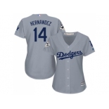 Women Los Angeles Dodgers #14 Enrique Hernandez Grey Stitched MLB Jersey