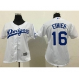 Women Los Angeles Dodgers #16 Andre Ethier White Lady Fashion Stitched Baseball Jersey