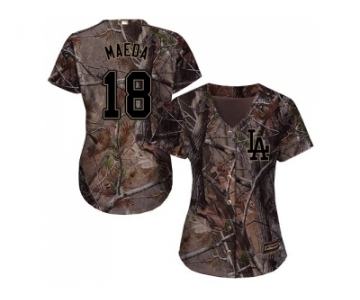 Women Los Angeles Dodgers #18 Kenta Maeda Camo Realtree Collection Cool Base Stitched MLB Jersey