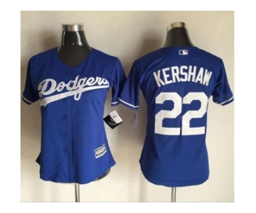 Women Los Angeles Dodgers #22 Clayton Kershaw Blue Alternate Stitched Baseball Jersey