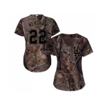 Women Los Angeles Dodgers #22 Clayton Kershaw Camo Realtree Collection Cool Base Stitched MLB Jersey