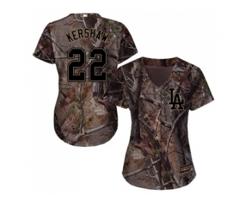 Women Los Angeles Dodgers #22 Clayton Kershaw Camo Realtree Collection Cool Base Stitched MLB Jersey