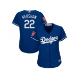 Women Los Angeles Dodgers #22 Clayton Kershaw Majestic Royal 2018 Spring Training Cool Base Player Jersey