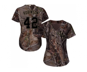 Women Los Angeles Dodgers #42 Jackie Robinson Camo Realtree Collection Cool Base Stitched MLB Jersey