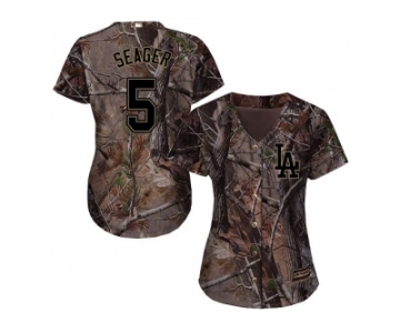 Women Los Angeles Dodgers #5 Corey Seager Camo Realtree Collection Cool Base Stitched MLB Jersey