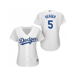 Women Los Angeles Dodgers #5 Corey Seager white Alternate Stitched Baseball Jersey