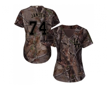 Women Los Angeles Dodgers #74 Kenley Jansen Camo Realtree Collection Cool Base Stitched MLB Jersey