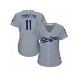 Women Majestic Los Angeles Dodgers #11 Logan Forsythe Authentic Grey Road Cool Base MLB Jersey