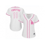 Women Majestic Los Angeles Dodgers #11 Logan Forsythe Authentic White Fashion Cool Base MLB Jersey