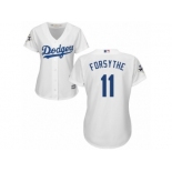 Women Majestic Los Angeles Dodgers #11 Logan Forsythe Replica White Home 2017 World Series Bound Cool Base MLB Jersey